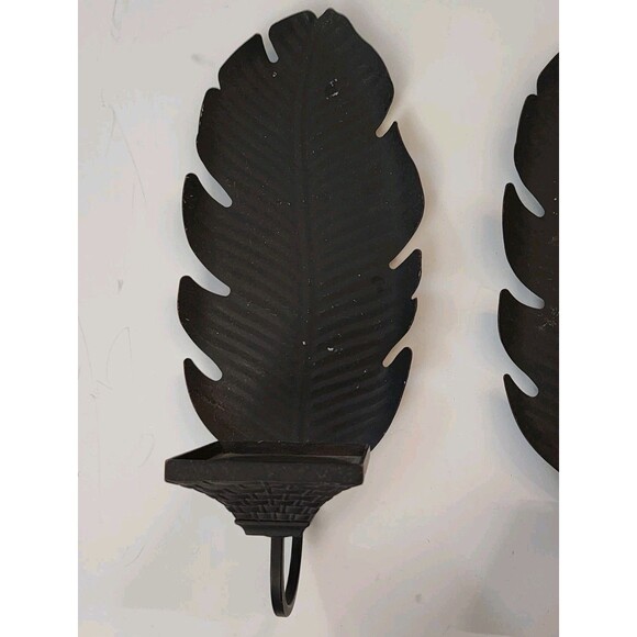 Partylite Island Escape Banana Leaf Metal Wall Candle Holders Set of 2 Retired - Picture 2 of 5